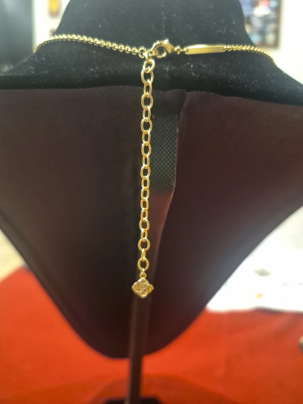 Kendra Scott Gold Tone 3 Stone Station Necklace Blue Opal Glass Adjustable - Picture 3 of 3